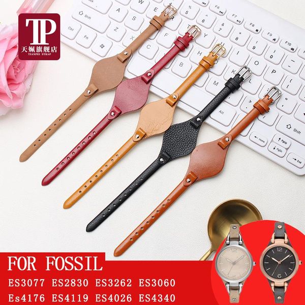 

watch bands for es3077 es2830 es3262 es3060 es4176 es4119 es4026 es4340 band genuine leather strap women small bracelet, Black;brown