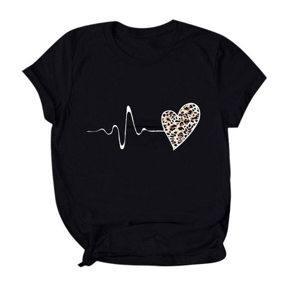 

harajuku woman tshirts love leopard printed round neck short sleeve t-shirts women 2021 mujer camisetas women's t-shirt, White
