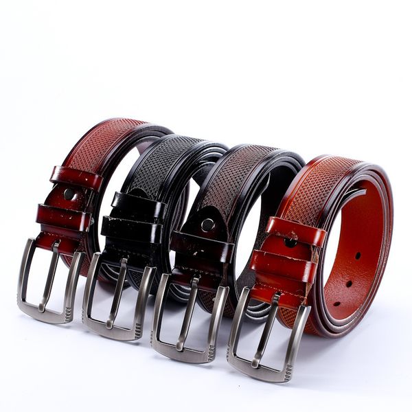

new casual pure color pin buckle men's leather belt fashion, Black;brown