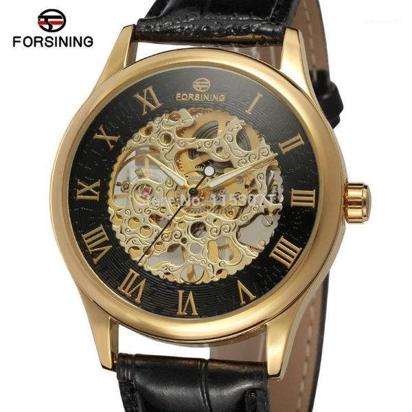 

men watch fsg8094m3g2 luxury design with gold color case black color, roman numbers,skeleton gift box wristwatches, Slivery;brown