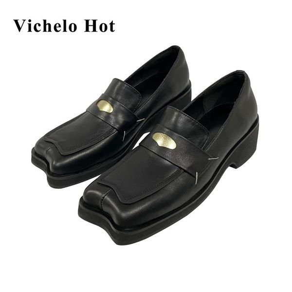 

vichelo genuine leather strange toe med heel classic black preppy style young lady streetwear deep mouth women pumps l28 dress shoes