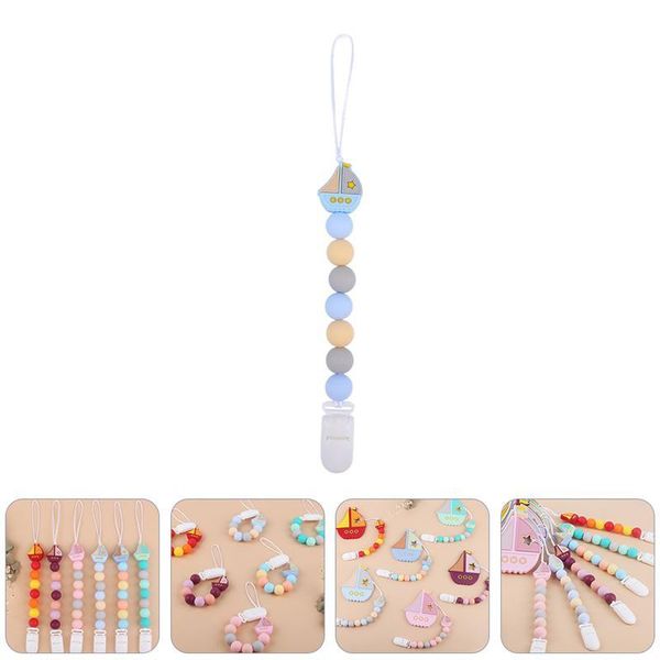 

pacifiers# boat shaped baby pacifier chain clip silicone teether molar tool