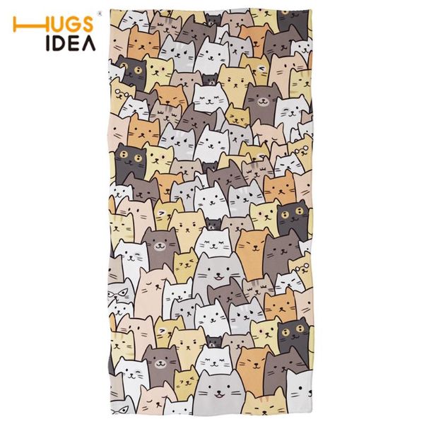 

funny style cartoon cat pattern print shower towel for kids soft quick dry up home bathroom bath