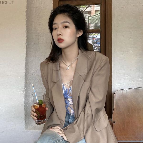 

women's suits & blazers medium length suit coat spring and autumn 2021 design sense of minority leisure fried street small temperament, White;black