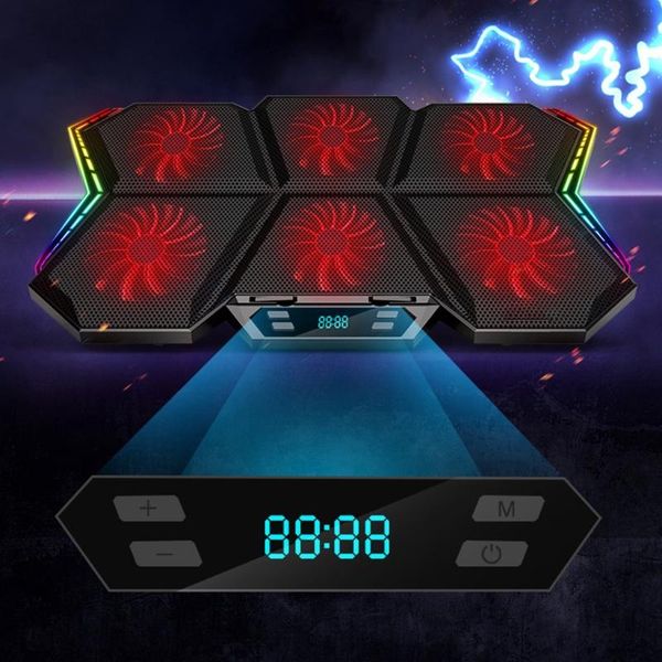 

lapcooler with 6 quiet led fans for 15.6-17 inch cooling fan stand,switch control speed function pads