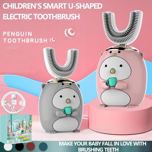 

smart electric toothbrush kids waterproof 360Â° sonic children heads oral care brush u shape silicone uv sterilization