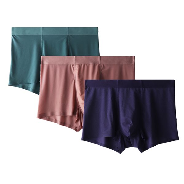 

green 3-piece set of ice silk seamless men is underwear siamese boxer shorts fashion breathable u convex ice silk men is underwear, Black;white