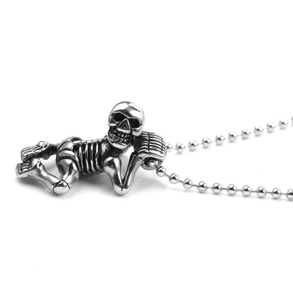 

pendant necklaces cute skull punk skeleton smiling necklace chain fine jewelry friend gifts for boys men's hip hop, Silver