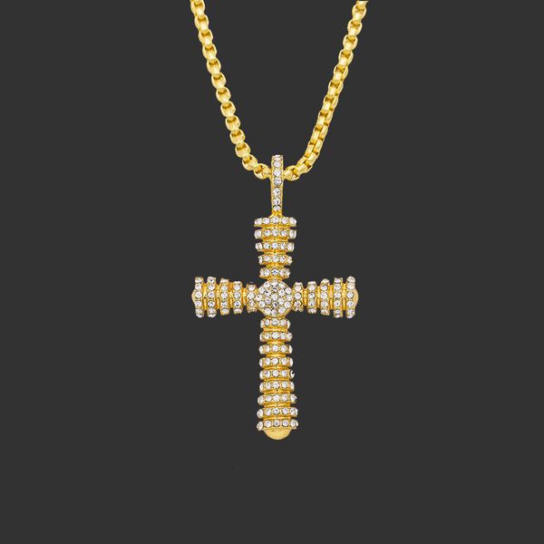

amulet neck pendants hip hop necklace full diamond cross pendant, Silver