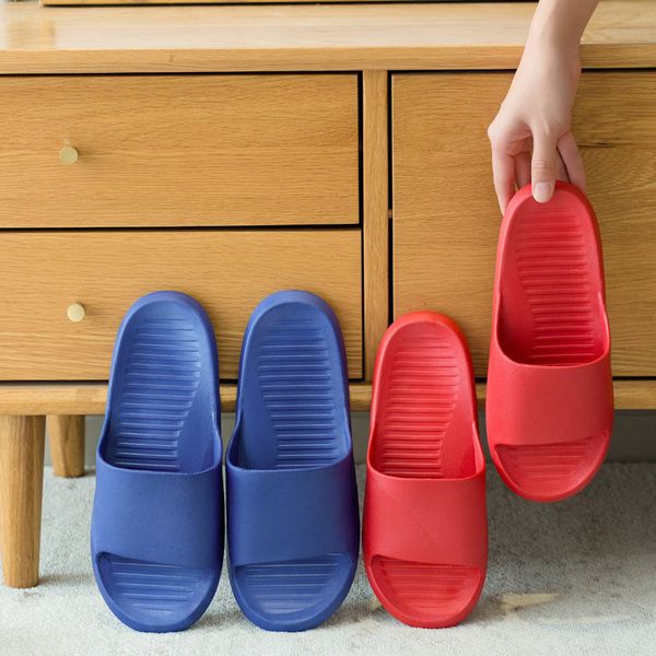 

luxury slippers home indoor slippers female summer home couple bathroom soft bottom word men's floor plastic vietname sandals, Black