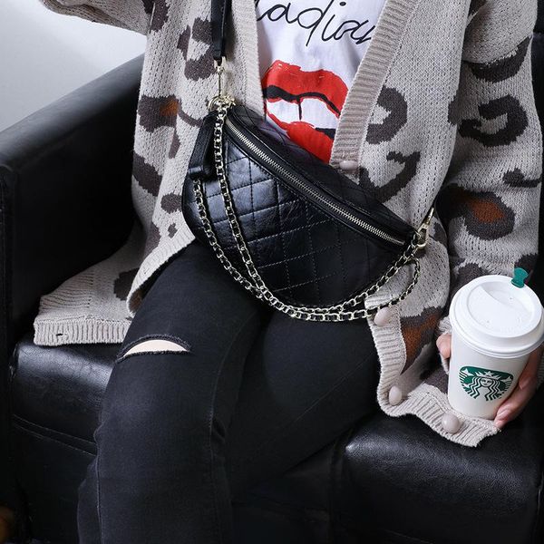 

waist bags fashionable style lozenge chain chest bag leather cross-border trend cross-body fashion