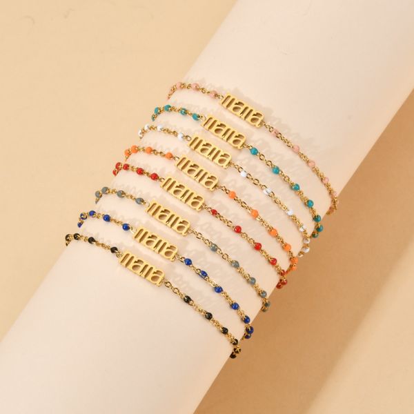 

fashion design gold stainless steel mama charm chain bracelet jewelry for mother gift, Black