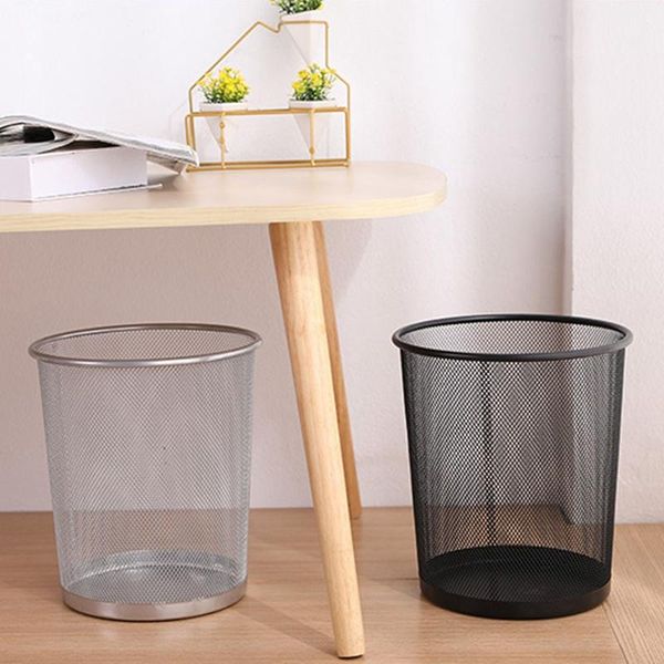 

waste bins metal mesh round trash can kitchen without lid bucket paper basket bedroom office rubbish organizer wrought iron