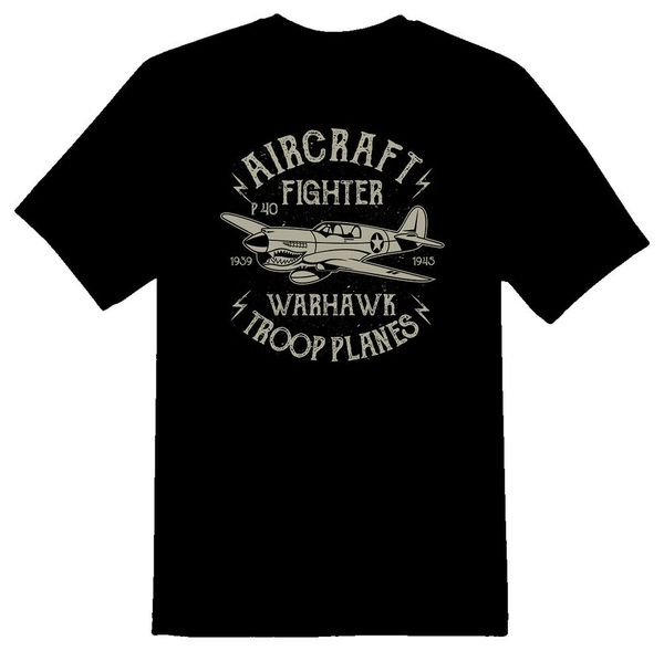 

warhawk aircraft fighter troop planes tee shirt black or white, White;black