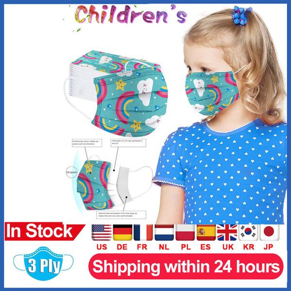 

Free Usps 8~10Days 50pc Children Pattern Disposable Mask Mascarillas Fashion 3ply Ear Loop Mascarilla Desechables Masque Jetable Enfant Mask