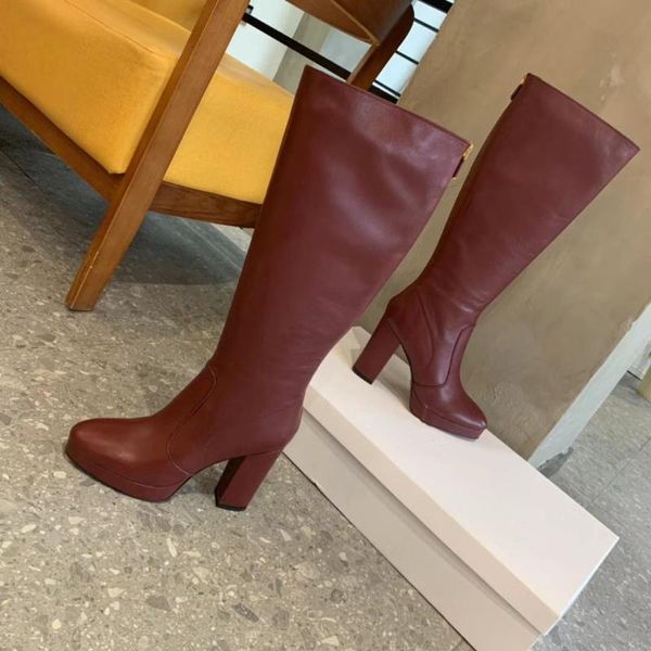 

boots knee women spike heel suede long runway shoes point toe cowboy, Black