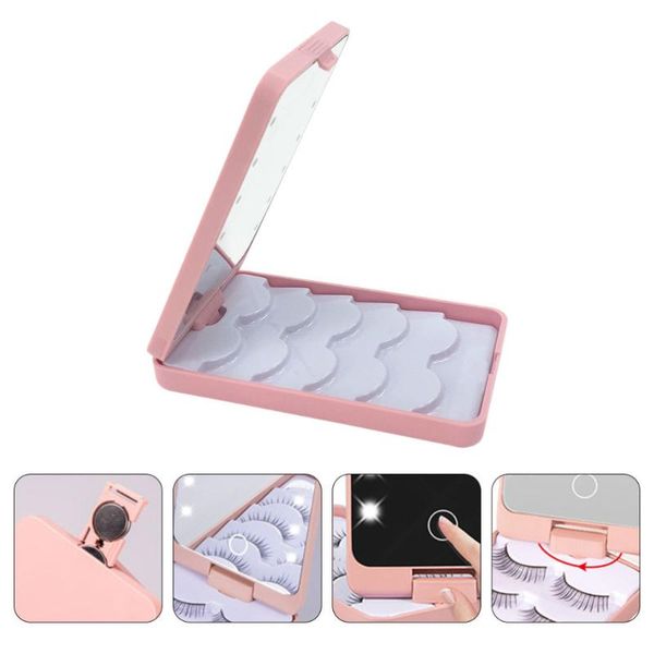 

false eyelashes eyelash organizer lashes storage box case with led mirror