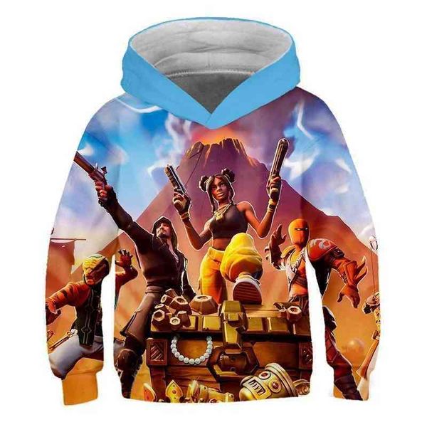 

fortnite children's fortress night 3d digital printed pullover long sleeve hoodie, Black