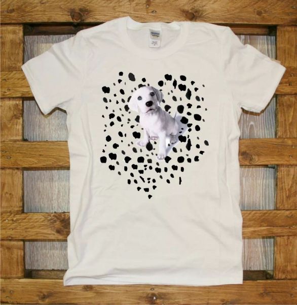 

dalmatian i love my dog shirt j378 short sleeve cotton gift tshirt, White;black