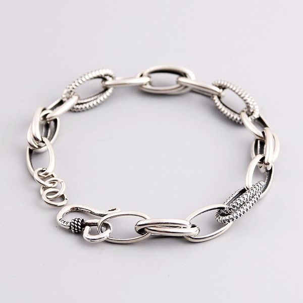 

charm bracelets bracelet 925 sterling silver oval double layer for women gift simple retro chain, Golden;silver