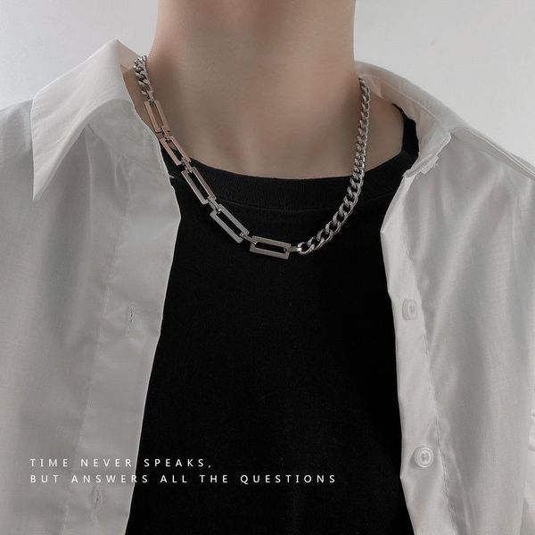 

chains woman necklace geometric necklaces chain clavicle pendant girls jewelry silver color hip hop kpop stainless steel collares