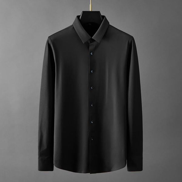 

men's casual shirts autumn winter man luxury long sleeve business mens dress fashion single breasted 3xl, White;black