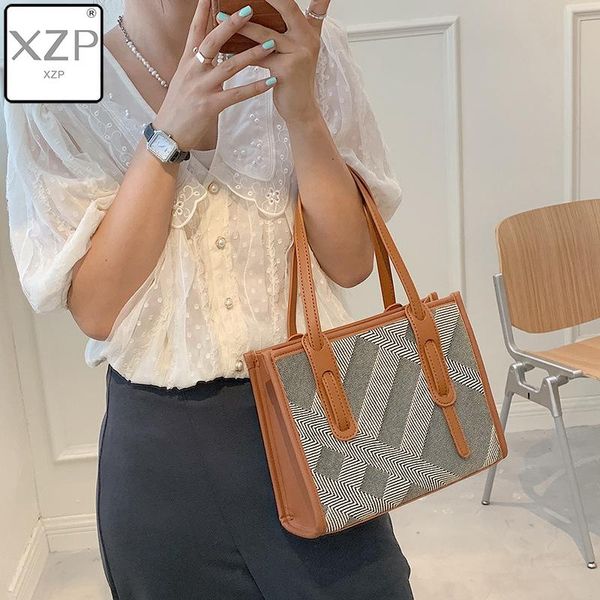 

evening bags xzp european and american retro striped shopping bag big female 2021 western style contrast color tote shoulder