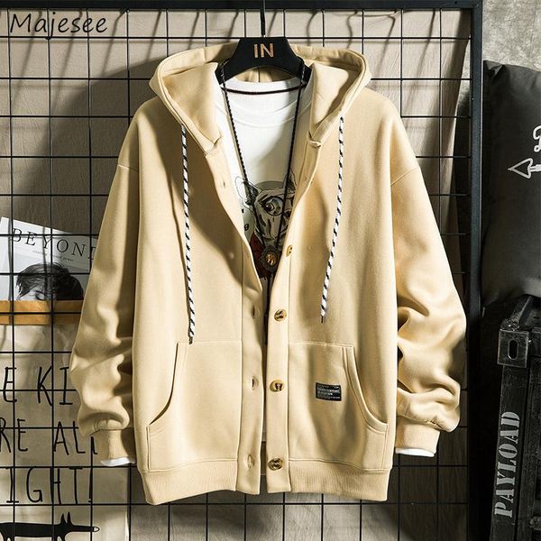 

men's jackets spring autumn men plus velvet loose leisure rib sleeve outerwear korean style retro couple coats trendy all-match teens, Black;brown