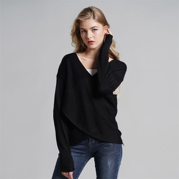 

autumn winter women sweater cross stitching white pullovers round neck temperament commute normal thickness loose 210422, White;black