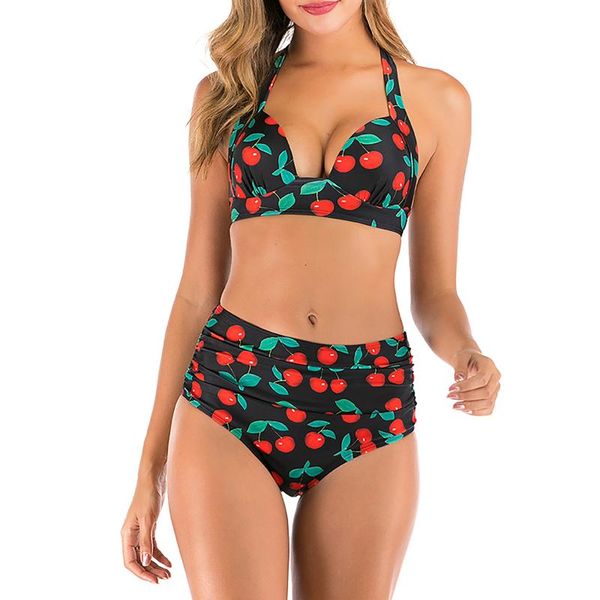 

women's swimwear ishowtienda woman swimsuits 2021 two piece split swimsuit casual printing bikini stroj kapielowy damski, White;black