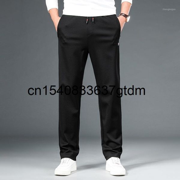 

men's fattening plus size straight sweatpants in spring 2021 pants, Black
