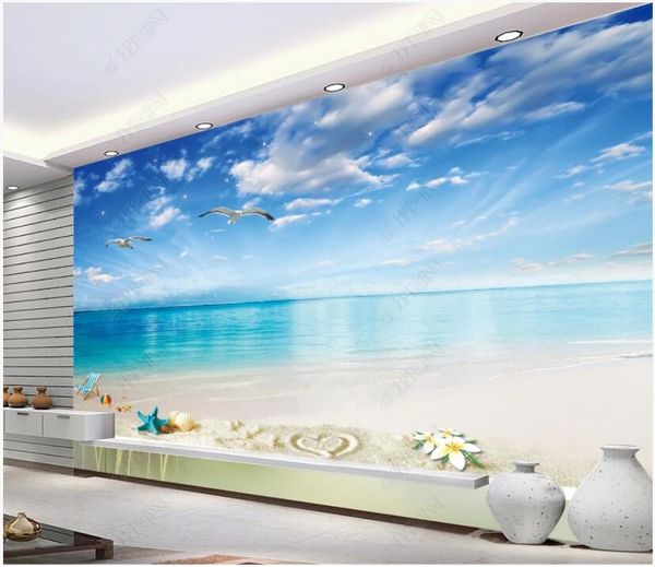 

custom p mural 3d wallpaper on the wall sea view beach scenery panoramic home decor living room 3d wall murals wallpapers for walls in rolls