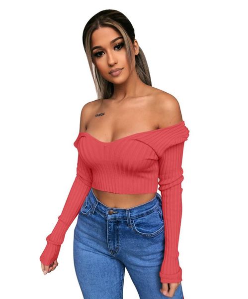 

women's t-shirt simple pure color strapless long sleeve t shirt tight club party lady fashion sheath high street, White