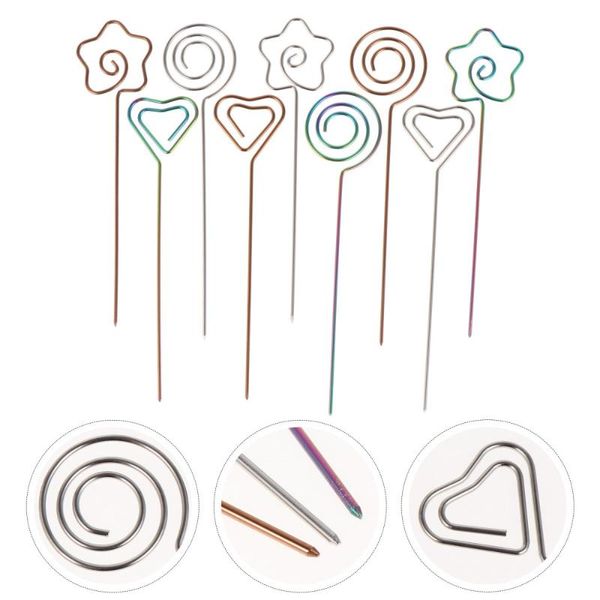 

forks 9pcs picks stainless steel cocktail fruit drink (assorted color)