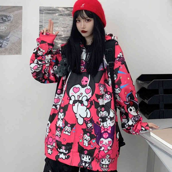 

women's sleepwear jk jacket sweatshirt women ins spring and autumn wild hooded hoodies loose fashion sweatshir cute pullover, Black;red