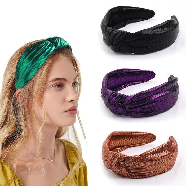

hair accessories glitter mesh hairband for women vintage shiny cross knot headband hoop girls bezel turban headwear
