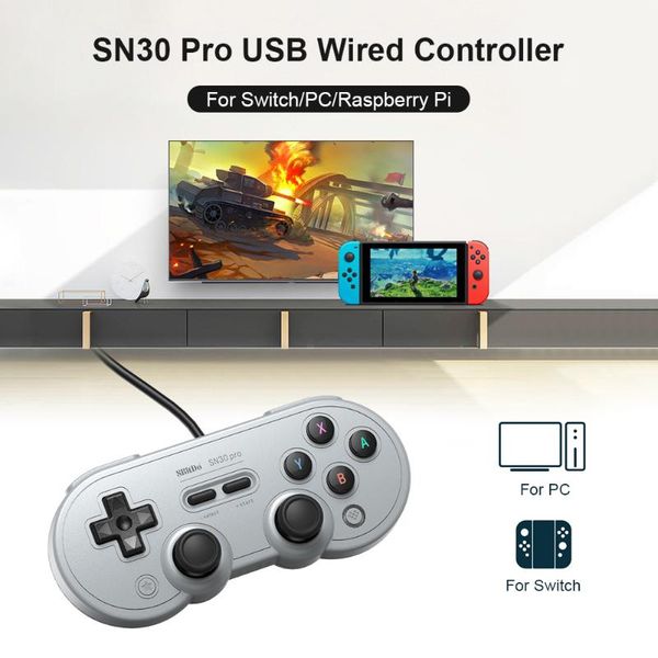 

8bitdo sn30 pro usb wired gamepad controller for switch pc raspberry pi steam game console vibration burst joystick wireless controllers & j