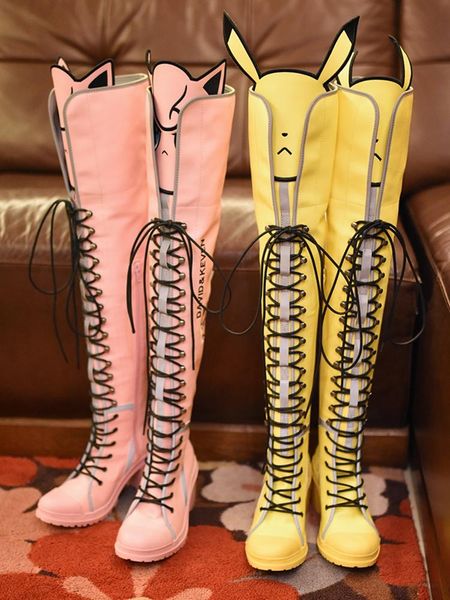 

boots arrivals chunky heel lace up round toe carton painting women girls shoes sweety winter autumn, Black