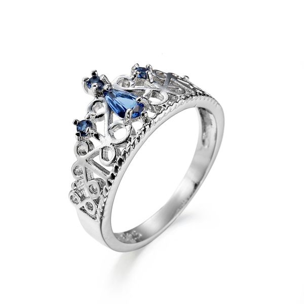

creative blue zircon jewelry ring women's fashion hand gift, Slivery;golden