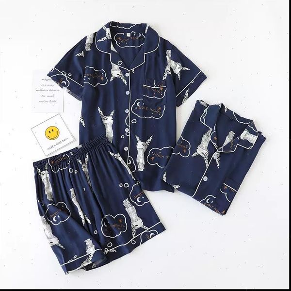 

summer cotton couple pajamas suit women sleepwear cute soft comfortable short sleeve shorts thin mens two piece large size, Black;red