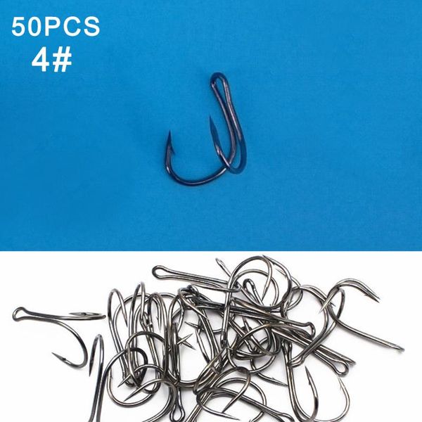 

50pcs fishing accessory steel double hook soft lures lightweight fish bait holder 3 size hooks