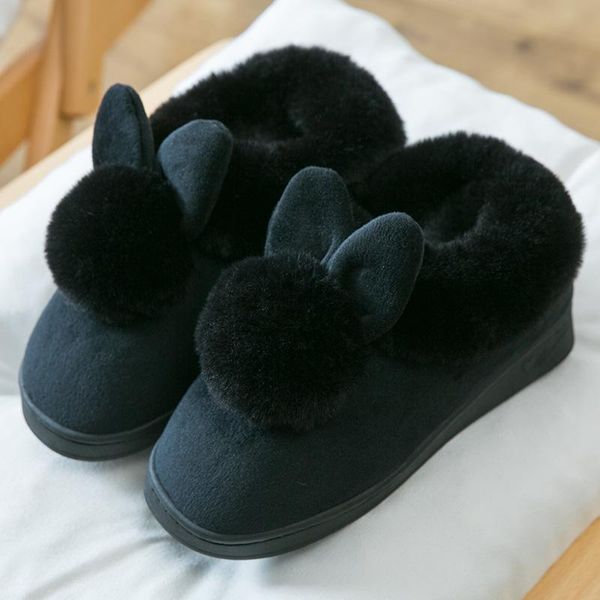 

women's slippers 2021 fashion cartoon cute ladies slipper winter warm platform indoor house woman mtx35, Black