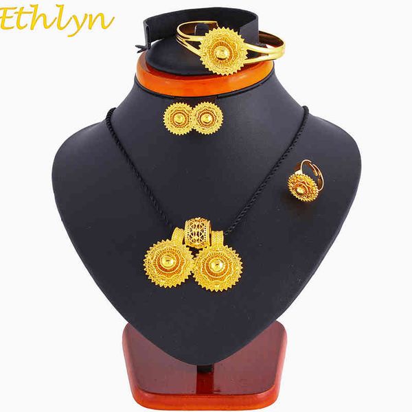 

jewelry sets ethlyn ethiopian set pendant rope earring ring gold color eritrea africa wedding engagement habesha s135, Black