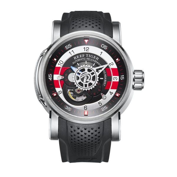 

men sport wrist watch,mens automatic watches reef tiger man fashion waterproof mechanical wristwatch relogio masculino rga703 wristwatches, Slivery;brown