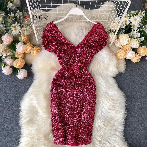 

casual dresses summer dress shiny fashion sequin short sleeve v-neck vestidos closed waist backless folds woman party night, Black;gray