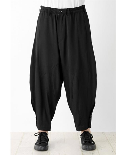 

men's pants spring and autumn fashion wide leg super loose casual multi-button versatile pure color turnip, Black
