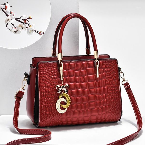 

evening bags large capacity leather handbags stone pattern crossbody shoulder for women bolsa feminina designer alligator handle bag1