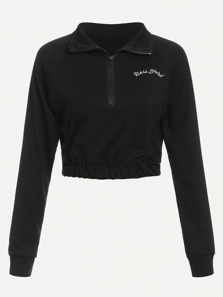 

slogan embroidered zip up sweatshirt 82md#, White;black