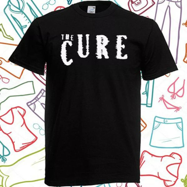 

the cure logo english men's black t-shirt size s to 3xl, White;black