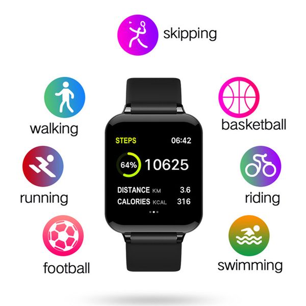 

b57 smart watch waterproof fitness tracker sport for ios android phone smartwatch heart rate monitor blood pressure functions dhl